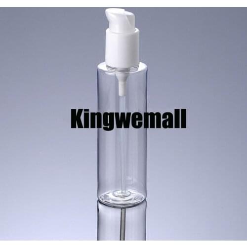 300pcs/lot 150ml Plastic Lotion Container Transparent Bottle with White Press Pump For Cosmetic Packaging FTI30