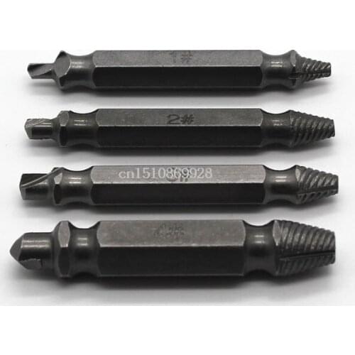 4pcs/set Double Side Screw Extractor Drill Bits Guide Broken Damaged Out Remover