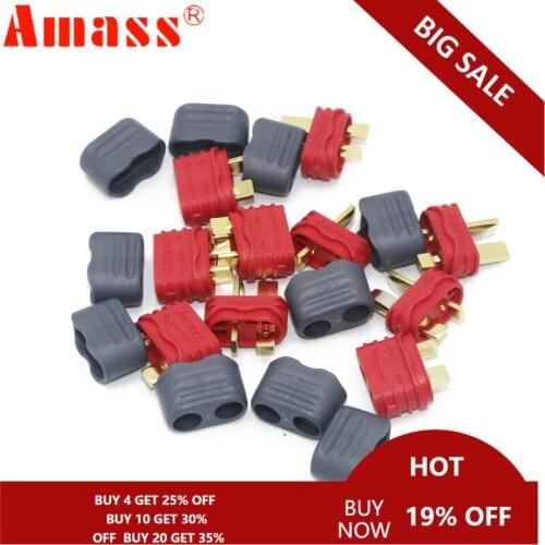 50pair/lot Amass T Plug Deans Connector with Sheath Housing for RC Lipo Battery 30% OFF