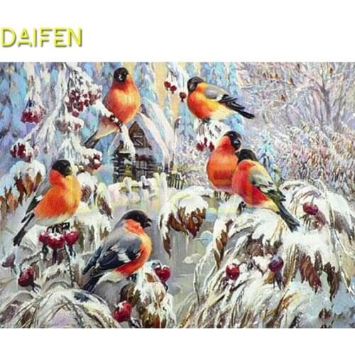 DIY 3D Diamond painting Cross stitch Full Round Diamond mosaic Bird snow cherry Full Square Diamond embroidery Bird snow cherry