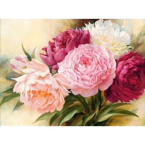 Full Round Diamond 5D DIY Diamond Painting "Peony Flowers" Embroidery Cross Stitch Rhinestone Mosaic Painting Home Decor