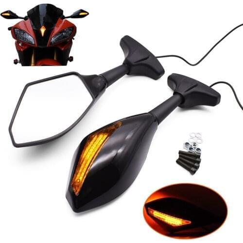 For Yamaha YZF 600 1995-2009 FZ1 FAZER 2006-2009 YZF R6s Motorcycle Side Rearview Mirrors Turn Signals Indicator With LED Lights