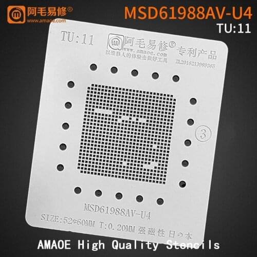 For LCD TV CPU BGA Stencil MSD61988AV-U4 Chipset Reballing IC Pins Square Hole Soldering Tin Plant Net Heating Template