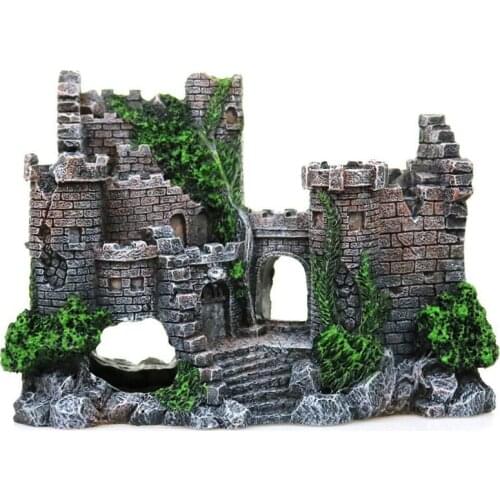 Aquarium decoration background, castle gate, memorial archway, fish and shrimp crossing the hole, aquarium, Castle