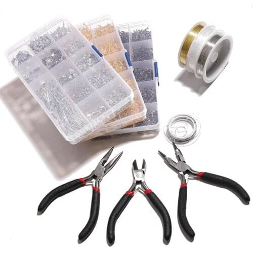 DIY Jewelry Findings Making Box Jump Single ring/Lobster clasp Buckle/Crimp End/Extender Chains/Earring Hooks For DIY Beads Kit