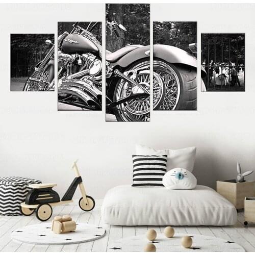 Hd Print Canvas Painting Picture Stick On The Wall For Living Room Frame 5 Panel Motorcycle Home Decor Modular Picture