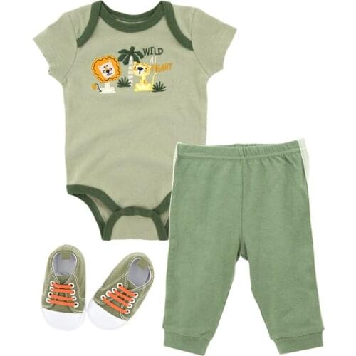Infant Boys Clothing set Summer Sweatshirt Cap Shoes Pants Cartoon Animal Printing Newborn Baby Girls Jumpsuits Clothes Cotton