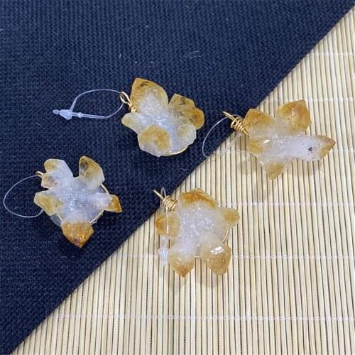Flower Shape Citrine Fashion Pendant, Exquisite Crystal Pendant for DIY Jewelry Making, Necklace and Bracelet, Size 20-30mm