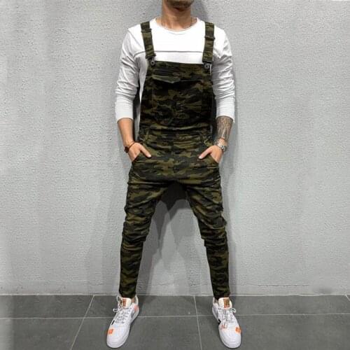 Mens Youth New Fashion Pockets Slim Fit Pants Suspender Trousers Overalls
