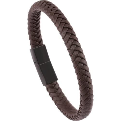 Vanbula Retro Braided Stainless Steel Charm Mens Leather Cord Bracelet Holiday Gift for Boyfriend Jewelry Bracelet