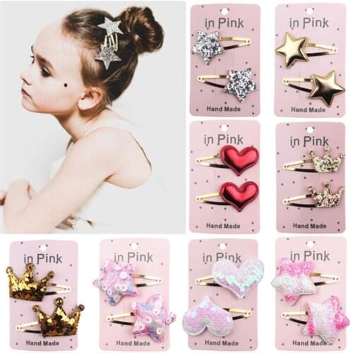 New childrens hair clip, five-pointed star, heart-shaped crown, BB clip, baby hair accessories, headdress, and hair accessories