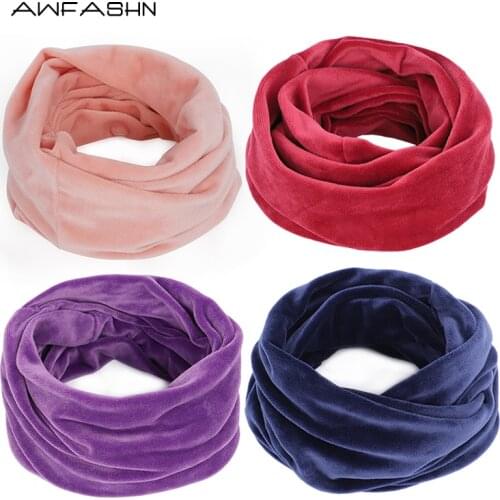 2019 New High Quality Winter Velvet Fabric Ring Scarf Women Neck Warmer Scarves Soft Comfortable Slouchy Fashion Solid Color