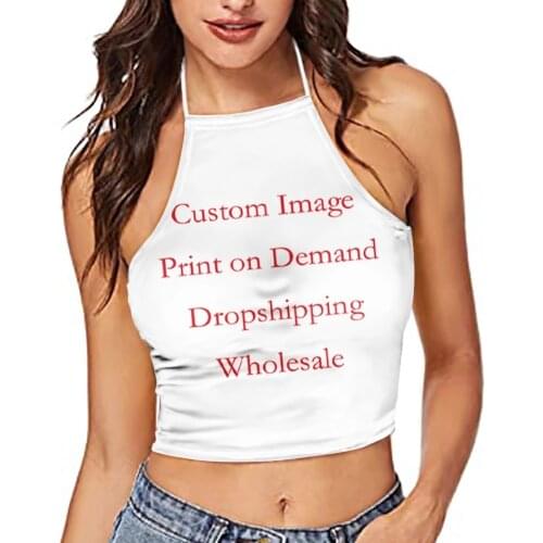 OEM 1PC Dropshipping Custom Ladies Vest Print Polynesian Tribal Hawaiian Style Womens Beach Sexy Halter Halter Top Vest