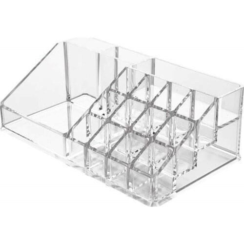 16 Slot Acrylic Makeup Organizer Cosmetic Storage Box Display Case Brush Lipstick Holder Tray Jewelry Box for Vanity Bathroom