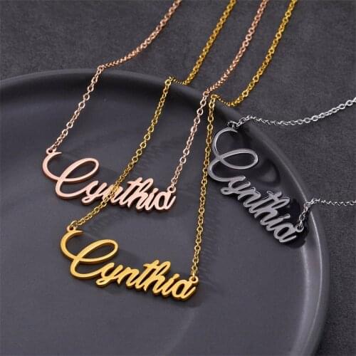 Personalized Custom Name Necklaces Gold Color Stainless Steel Nameplate Necklace & Pendant for Women Girls Jewelry Unique Gifts