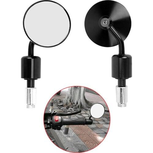 Pair Black Universal Motorcycle Motorbike Round 7/8'' 22mm Handle Bar End Rearview Rear View Mirror Accessories