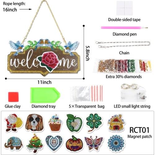 5D DIY Diamond Luminous Home Door Hanging Garland Party Decoration for Wall Window Hanging Ornament Butterfly Pendant Decor