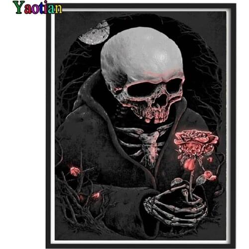 Full Square/Round Diamond painting Horror Skull Flower mosaic Diamond Embroidery rhinestones painting diamond pictures