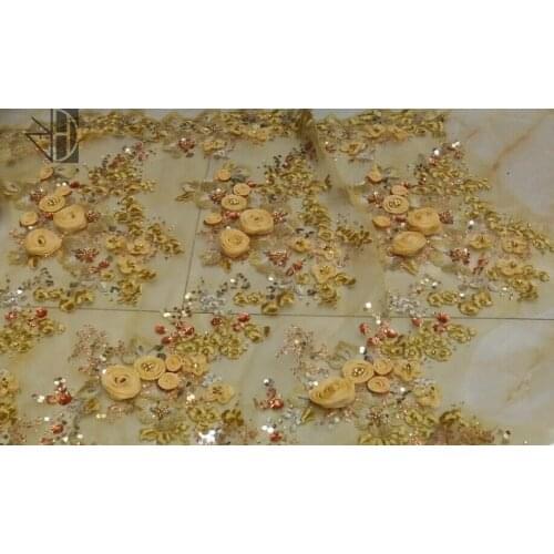 S-397 hot embroidery African tulle lace textile Popular French net lace fabric with sequins