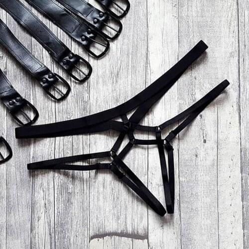 Sexy Female Strappy G-String Crotchles Thong Harness Brief Panties Open-Gear Shoulder Strap Underwear Ladies See Through Briefs