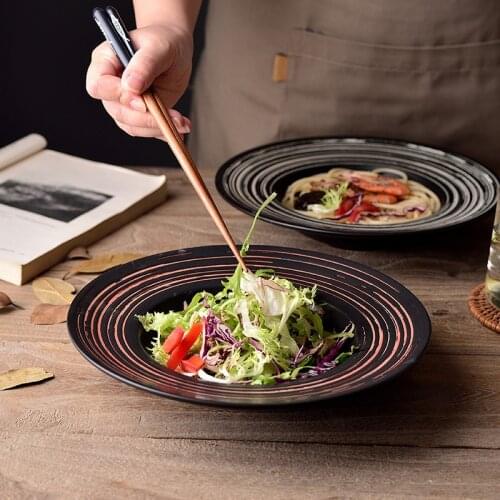 Style plate ceramic household salad soup plate creative matte glaze western food plate spaghetti straw hat plate tableware