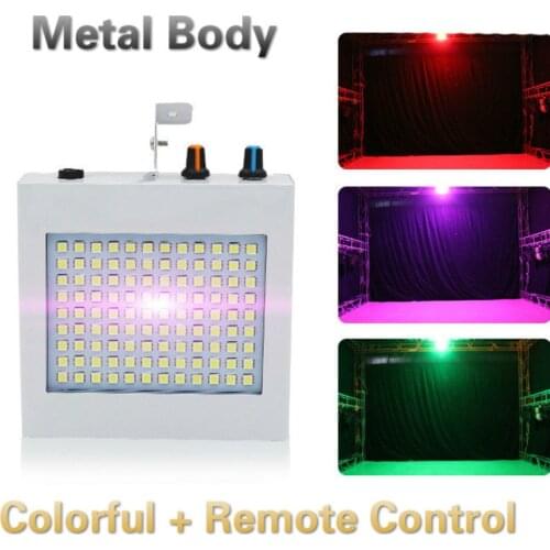 Metal Body Strobe Lamp 108 LED RGB Flash Light Mini Stage Lighting Effect Sound Party Disco Lights For Home Party Strobo Lights