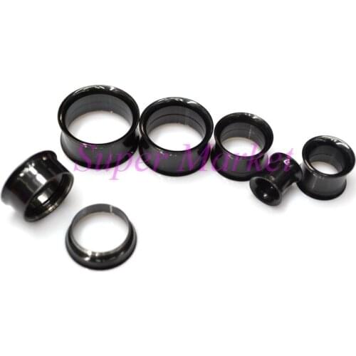 PAIR of Color Titanium DOUBLE FLARE EAR PLUGS FLESH TUNNEL Body Piercing Jewelry Ear Piercing Expander 316L stainless steel set
