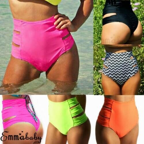 Womens Sexy Thong Bottom Brazilian V Cheeky Ruched Swimwear High Waist Solid Fashion Beach Wear For Ladies Swimming