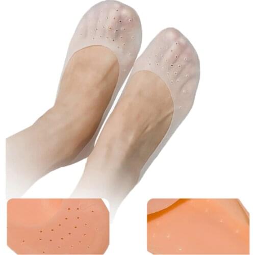 1 Pair Silicone Moisturizing Gel Heel Protect Socks Dry Cracked Foot Sleeves Relieve Heel Pain Foot Treatment Protector Unisex