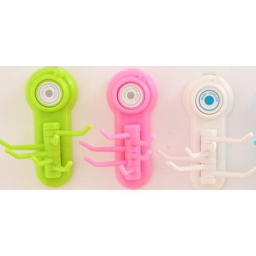 1PC Hot sale 4 colors Strong Vacuum Wall sucker six claw hooks Home Kitchen bathroom Living Storage Debris Organizer Wall LF 035