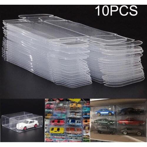 10 Pcs PVC Transparent Box Model Toy Car heel Dustproof Exhibition Box Dustproof Exhibition Box Clear Gift Box Party Event Decor