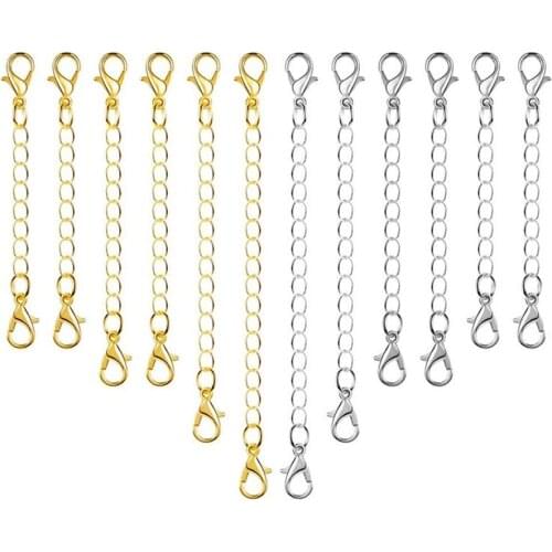 12 Pcs Jewelry Extension Chain Bracelet Extended Silver Gold DIY Jewelry Making 4 Different Length 5-15mm Accessories Wholesale