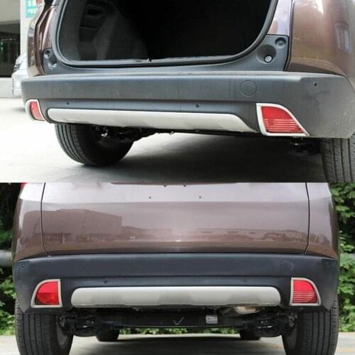 2Pcs Auto Car Rear Tail Fog Light Lamp Frame Trim Bezel Styling Car-covers For Peugeot 2008 2014-2016 Chrome ABS