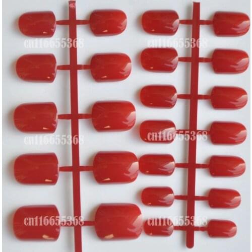 24pcs Shiny Deep Red Fashion Candy Women False Nails Sparkly Nail Art Full Wrap Tips Hand Nails Salon Product Wholesale No.156