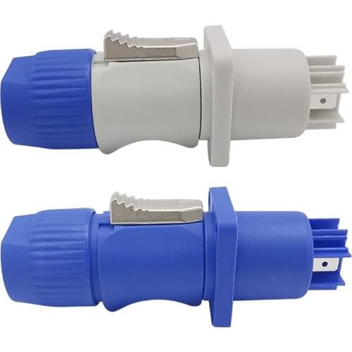 3Pin NAC3FCA NAC3FCB Connector Male Plug Blue (Input)+White (Output) Plug+Female Socket 20A 250V AC Power LED Speakon Connector