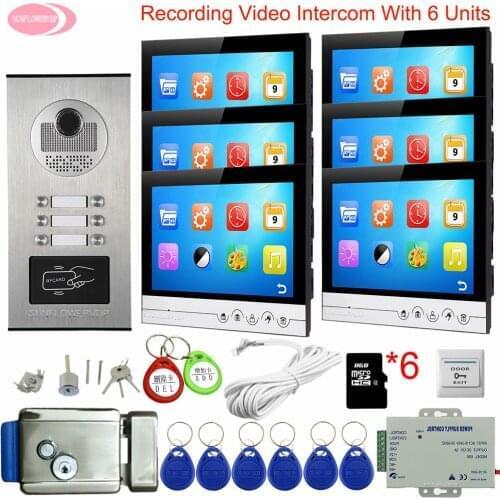 9" Video Intercom With Recording Video Call 2 To 6 Apartment Video Call With Monitor for Door Security Video Door bell With Lock