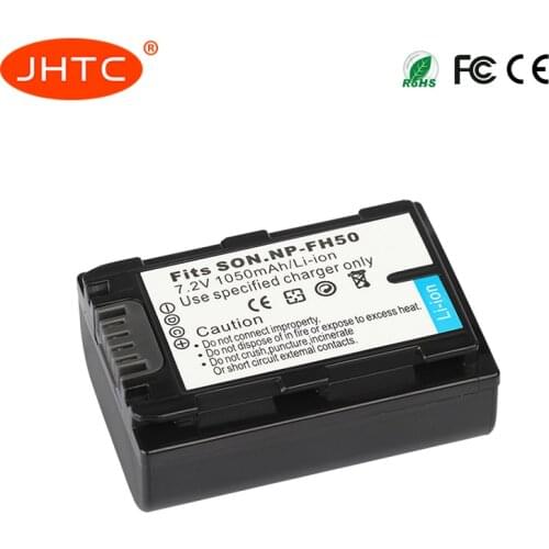 JHTC 1050mAh Battery for Sony NP-FH50 NP-FH40 NP-FH30 NP-FH60 NP-FH70For Alpha DSLR A230 A330 A380 DSC-HX1 HX200 HDR