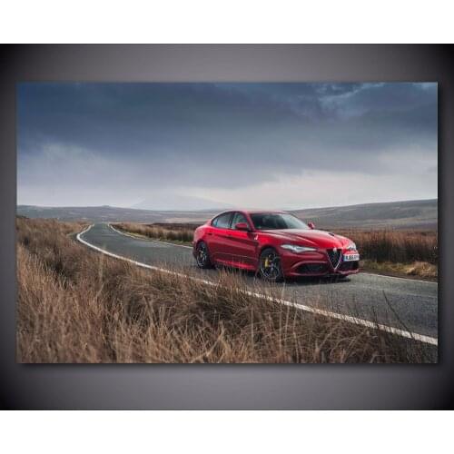 Alfa Romeo Roads Giulia Quadrifoglio Red Car Wall Art Picture Silk Posters and prints Canvas Painting Modern Home decoration