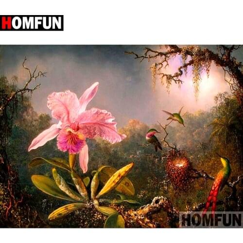 HOMFUN Full Square/Round Drill 5D DIY Diamond Painting "Birds and flowers" Embroidery Cross Stitch 3D Home Decor Gift A12068