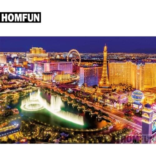 HOMFUN Full Square/Round Drill 5D DIY Diamond Painting "City night" Embroidery Cross Stitch 5D Home Decor Gift A04126