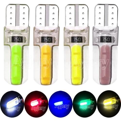 AYJERY 500X 12V T10 COB 6 SMD LED Silicone W5W LED Bulb Car Interior Reading Light Auto Wedge Side License Plate Lamp White Blue