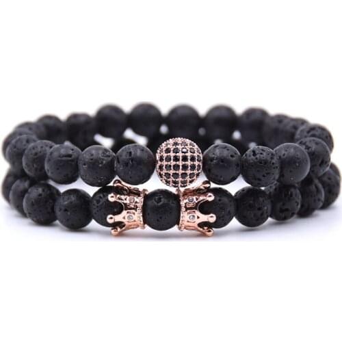 2019 NEW 8mm Energy Volcanic Stone Micro-inlaid Zircon Crown Bracelet