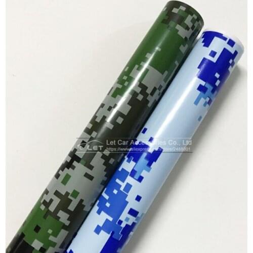 Digital blue green Camo Vinyl Wrap Car Motorcycle Decal Mirror Phone Laptop DIY Styling Camouflage Sticker Film Sheet