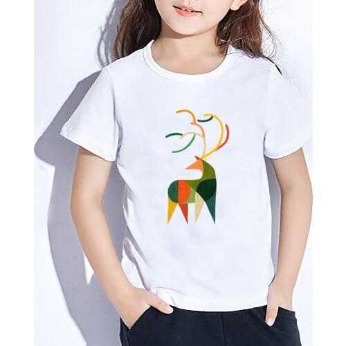 Children Fashion T-shirt Deer Printing Tops Boys And Girls Clothing Summer Cartoon T Shirt Kawaii Short Sleeve Tees,YKP111