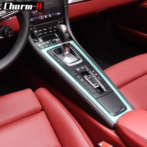 For Porsche 718 Boxster/Cayman 982 2017 Interior Headlight Switch Gear Shift Panel Center Console Transparent Protection Sticker