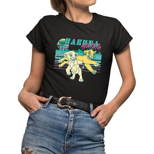Disney Lion King Retro Simba & Nala 90s Hakuna Matata T-Shirt Unisex Harajuku Kawaii T Shirt Women Clothing Tees Female