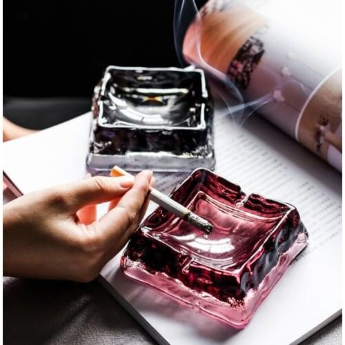 Nordic Style Boutique Crystal Ashtray Smoking Office Table Accessories Creative Square Home Ornament Crafts Ashtray As GiftLF289