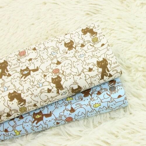 Half yard import thin cotton fabric with cartoon cat wool ball print, handmade DIY bag garment dress tissue B126
