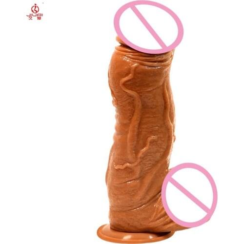 Jiuai Soft Material Big Crude Realistic Silicone Huge Dildo With Suction Cup Sex Toys for Woman Anal Masturbation