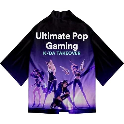 Kpop KDA Pop Stars Kimono Shirt 3d Print Cosplay Fashion Men Seven Point Sleeve Tops Casual Unisex 3D Cardigan Jacket Streetwear